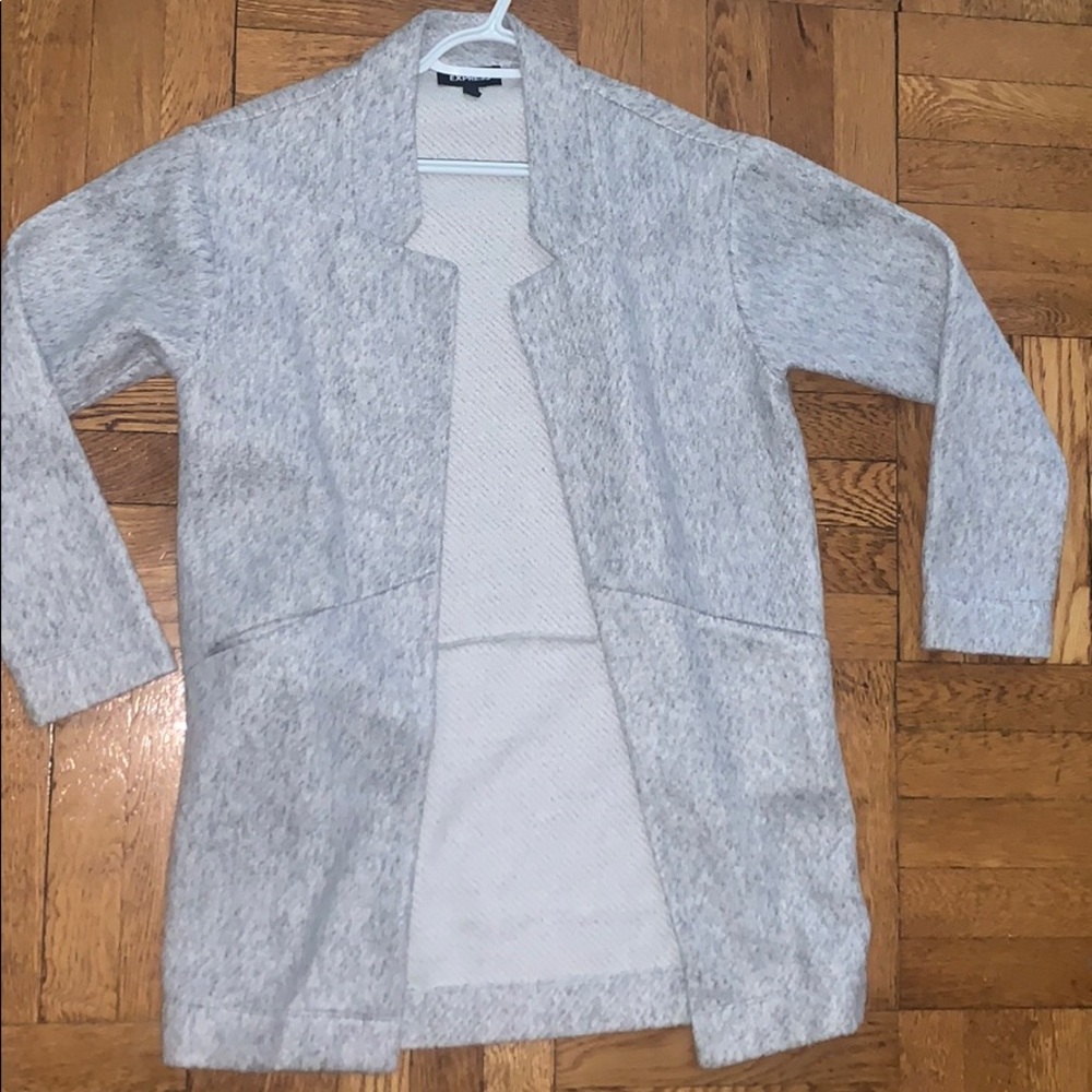 Express Grey Wool Pea Coat mid length